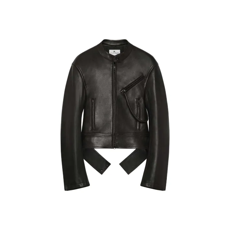 COURREGES SS25 SCUBA LEATHER BIKER JACKET Leather Jacket Women's Dark Brown/Dark Brown-0