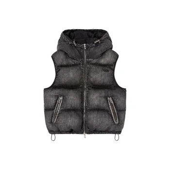 DIESEL W Hopper Faded Denim Puffer Vest