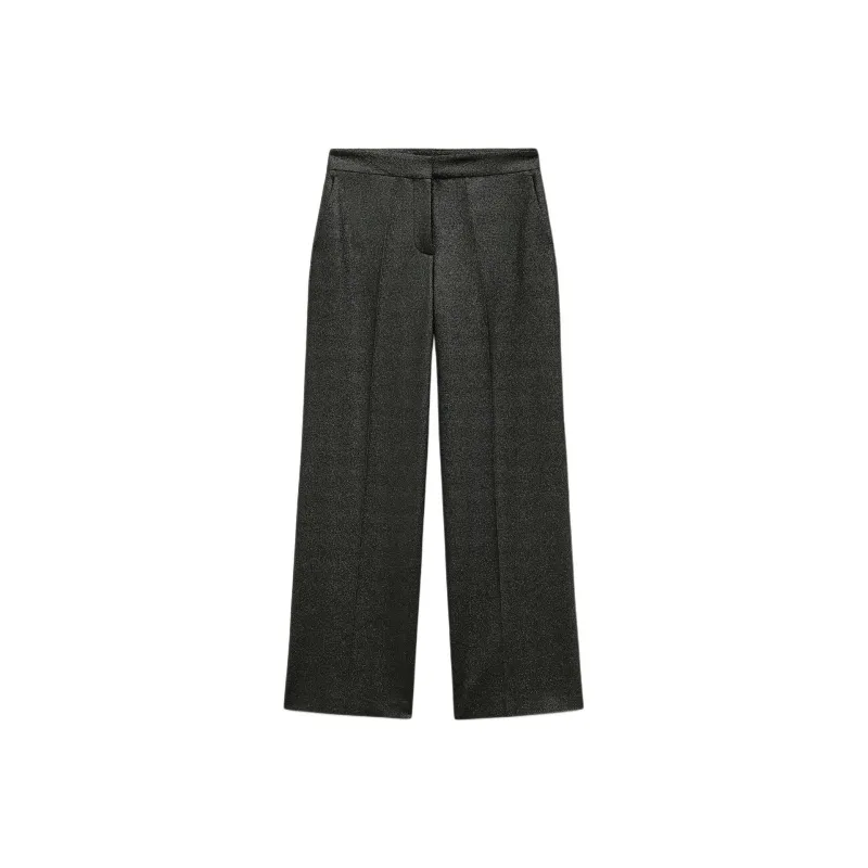 ZARA Casual Pants Women's Black/Silver-0