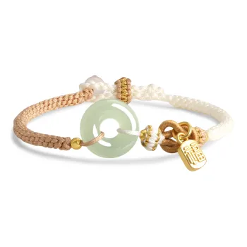 Lao Feng Xiang Bracelets Pale Greenish White Jade Unisex