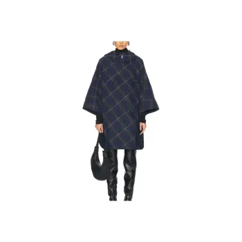 Burberry Ekd Motif Check Pattern Hooded Poncho