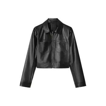 THE SEA LIFE Leather Jacket Women's Black Mage