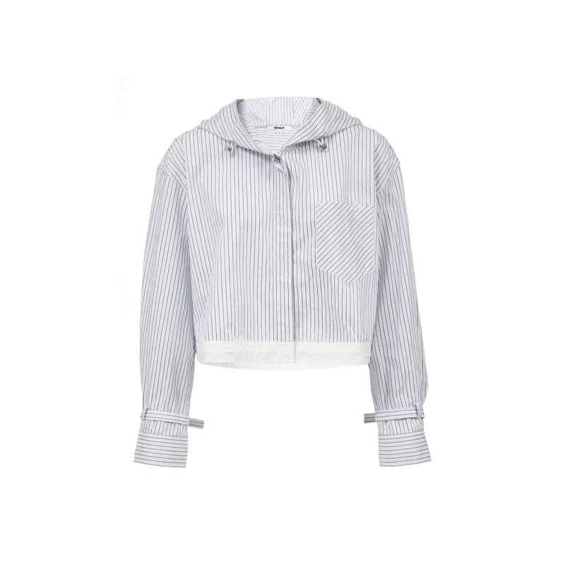 ONLY Cropped Coats Women's Blue Stripes-0