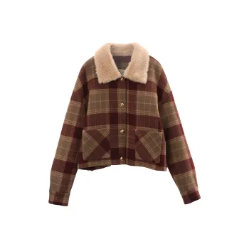 A Paradise For Awakening Coats Women's Red Plaid
