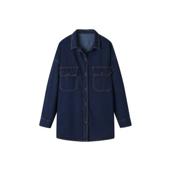 Korean Style Cropped Coat Women's Denim Blue