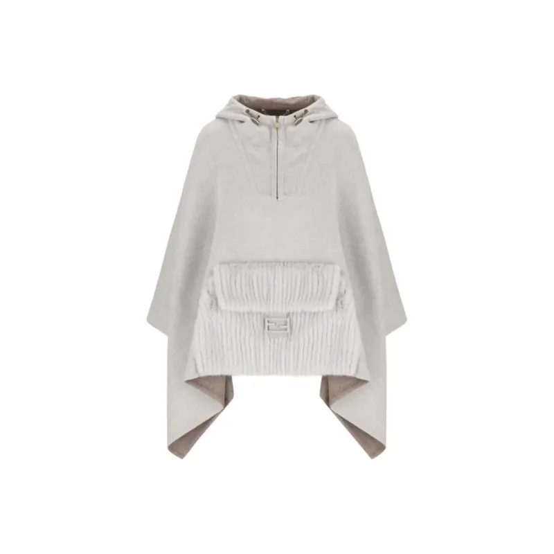 FENDI Logo Plaque Hooded Poncho-0