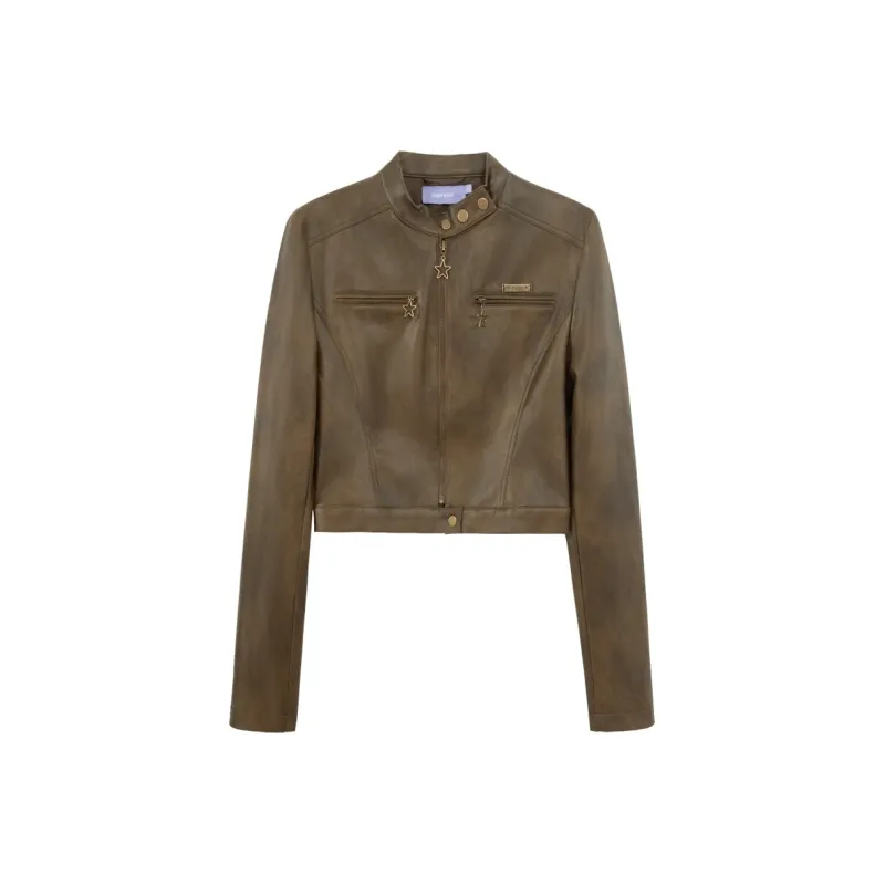 UNIFREE Leather Jacket Women's Coffee-0