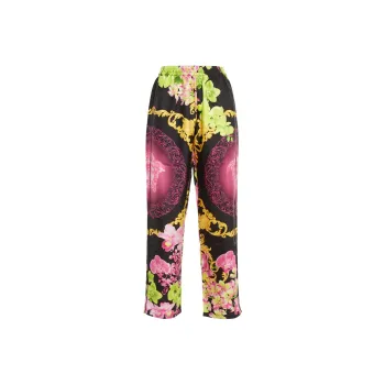 VERSACE Floral print Silk Beach Trousers