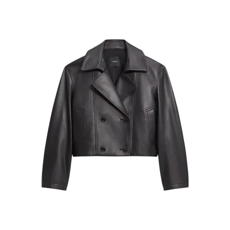 THEORY Leather Jacket Women's Black-0