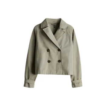 H&M Trench Coat Women's Gray Khaki Green