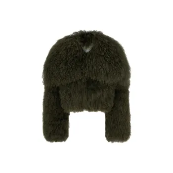 The Attico Mongolian Fur Jacket 'Green'