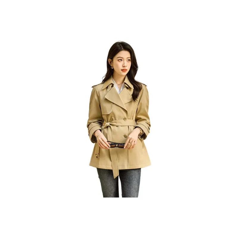 Yi Mengyuan Trench Coat Women's Khaki-0