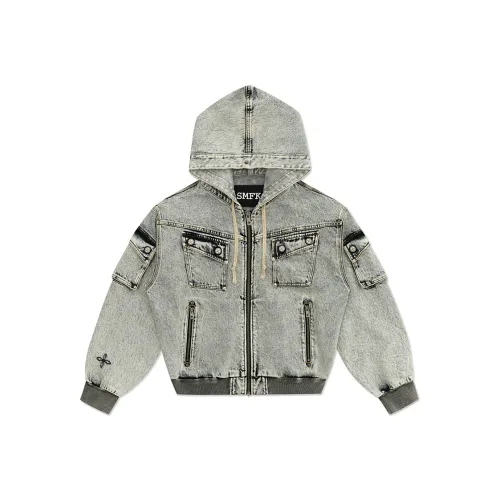 SMFK Denim Jacket Unisex White Snowflake
