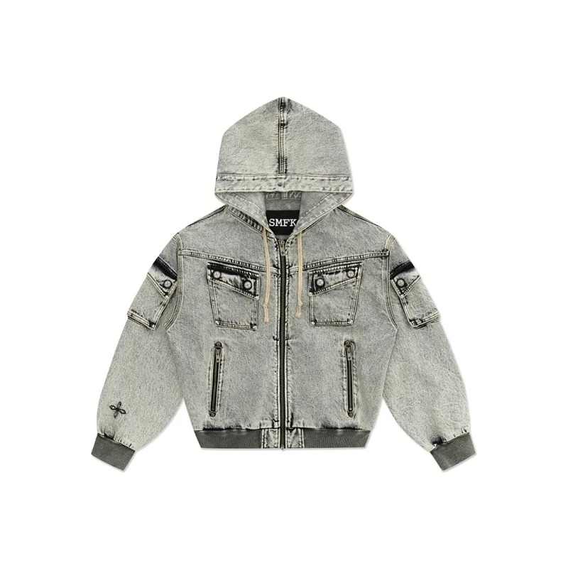 SMFK Denim Jacket Unisex White Snowflake-0