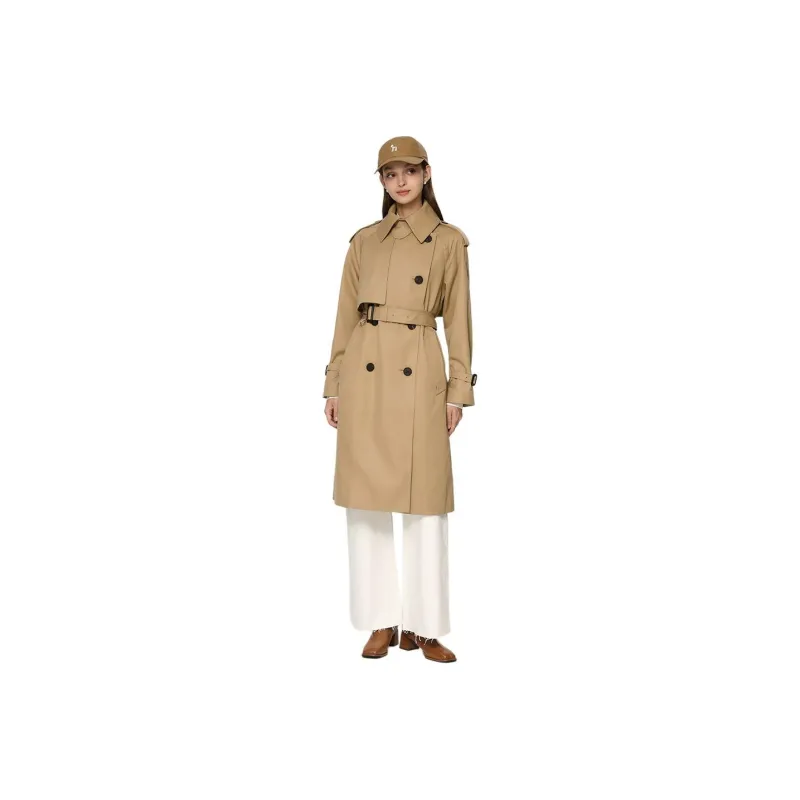 HAZZYS Trench Coat Women's Dark Beige Yellow-0