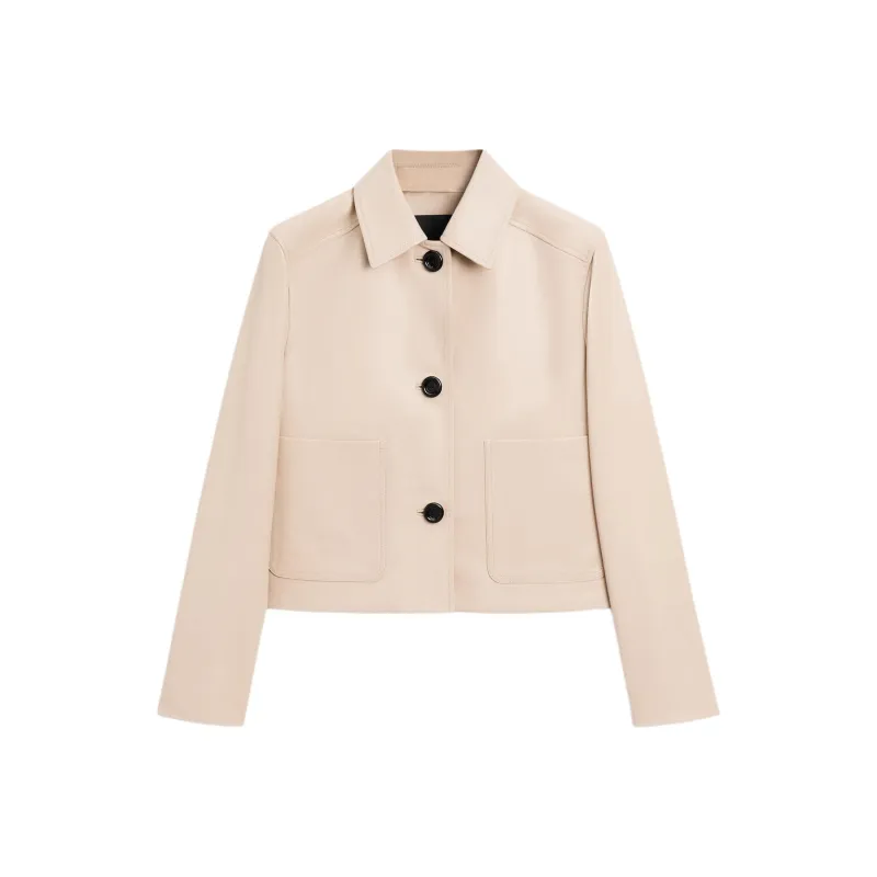 Massimo Dutti Leather Jacket Women's Green-0