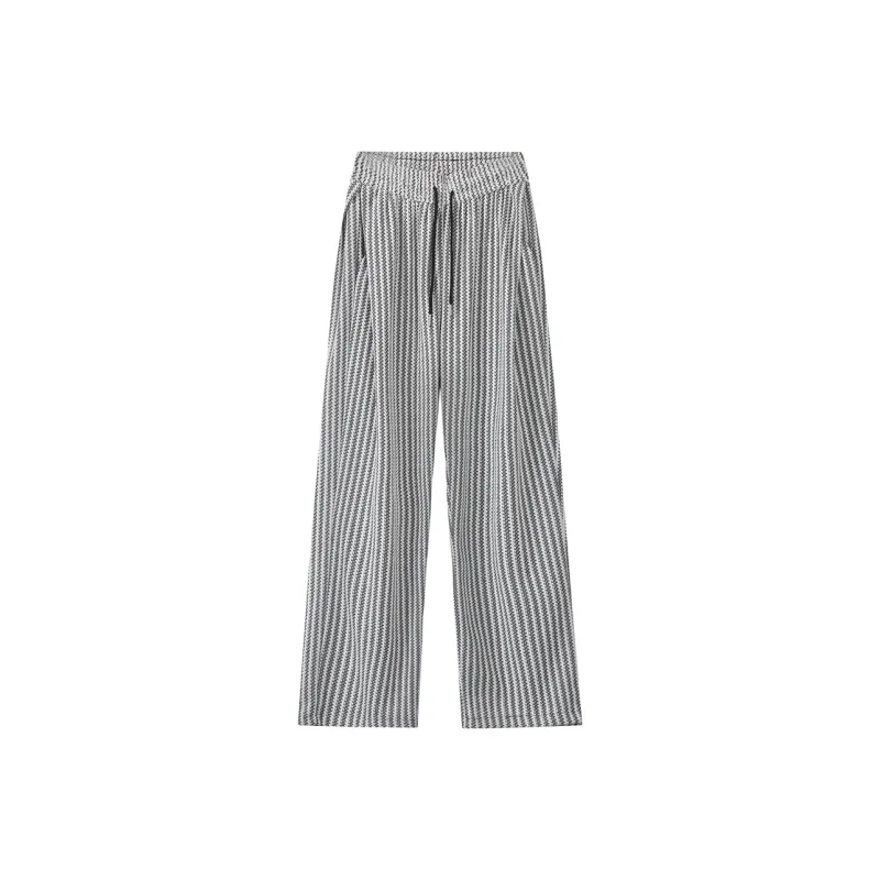WSRX Casual Pants Unisex Black White Stripes-0