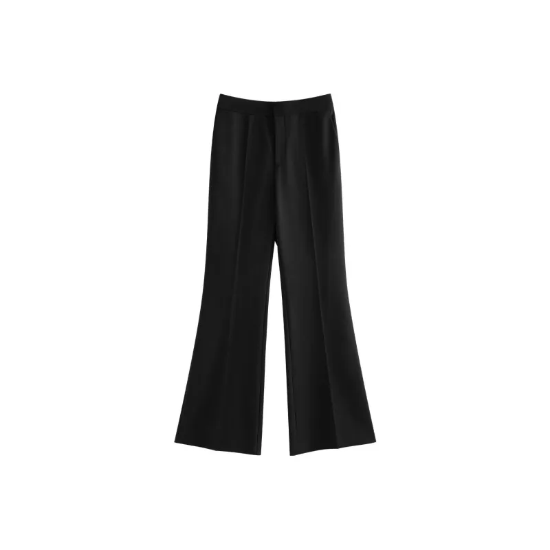 FANSILANEN Mid Rise Creased Casual Pants Women's Black-0