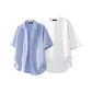 [Two-Piece Set]Cropped Blue+Solid Color Short-Sleeved