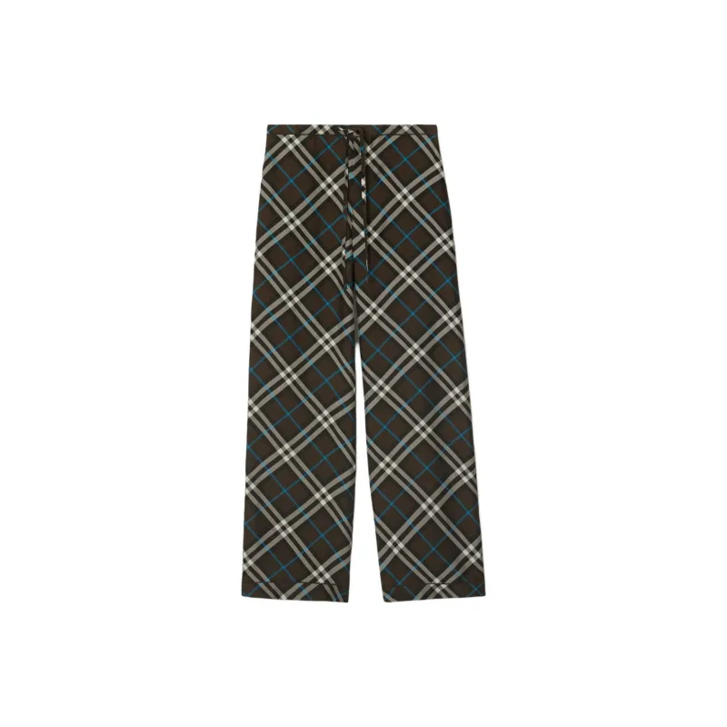Burberry Check Pattern Straight Leg Trousers-0