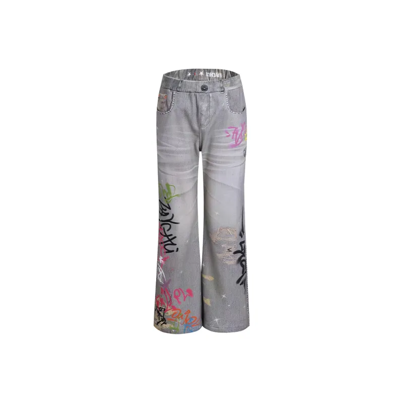 DND4DES Casual Pants Unisex Washed Blue-0
