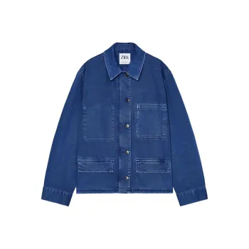 ZARA Trf Denim Jacket Women's Dark Blue