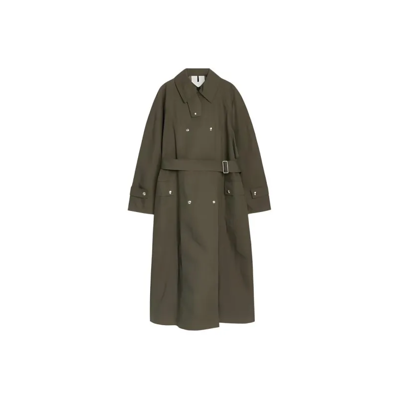 ARKET Trench Coat Women's Khaki Green-0