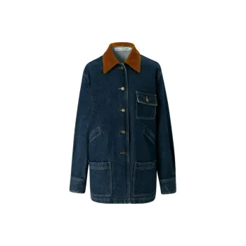 III VIVINIKO Denim Jacket Women's Navy Blue