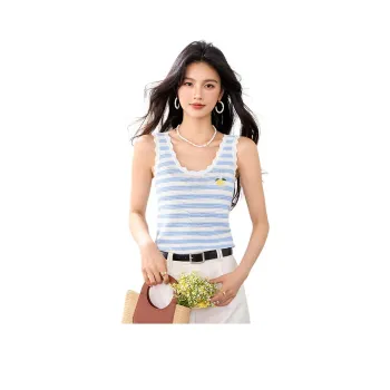 La Chapelle Tank Tops Women's Blue White Stripes