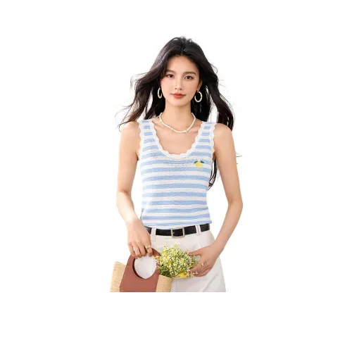 La Chapelle Tank Tops Women's Blue White Stripes