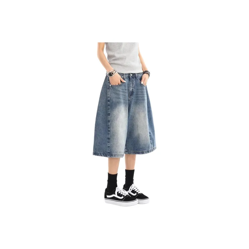 DAFK Denim Shorts Men Vintage Blue -0