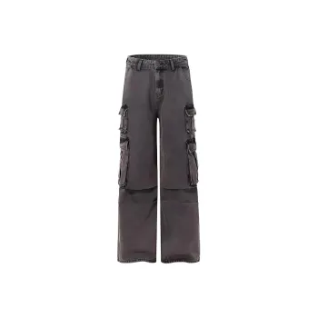 YINLEI Casual Pants Unisex Washed Brown