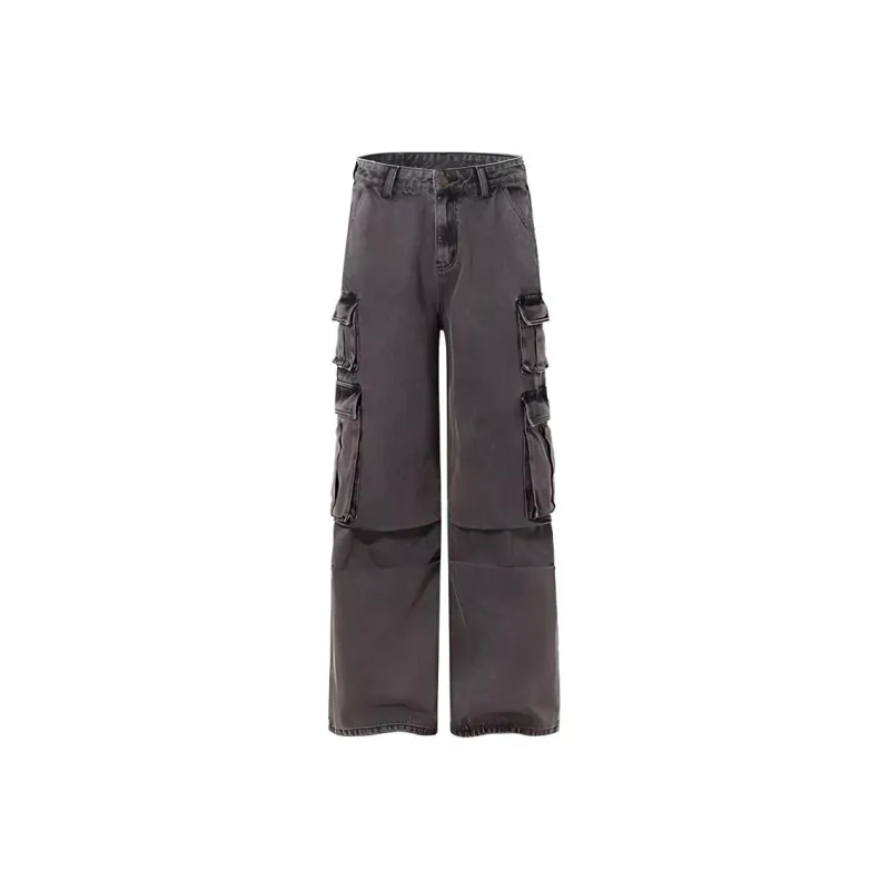 YINLEI Casual Pants Unisex Washed Brown-0