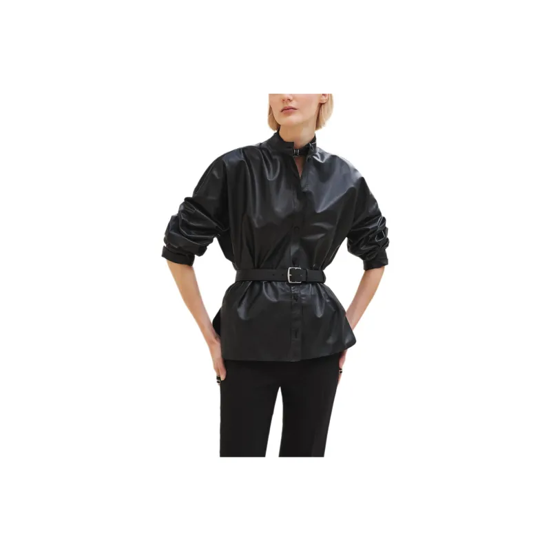 HERMES FW24 Leather Jacket Women's Black-0