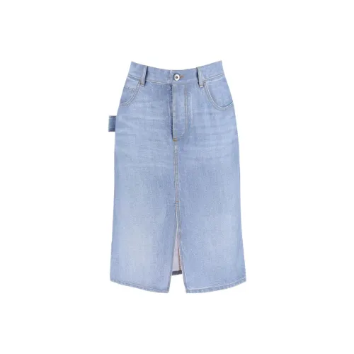 Bottega Veneta Denim Long Skirt Women's Light Blue