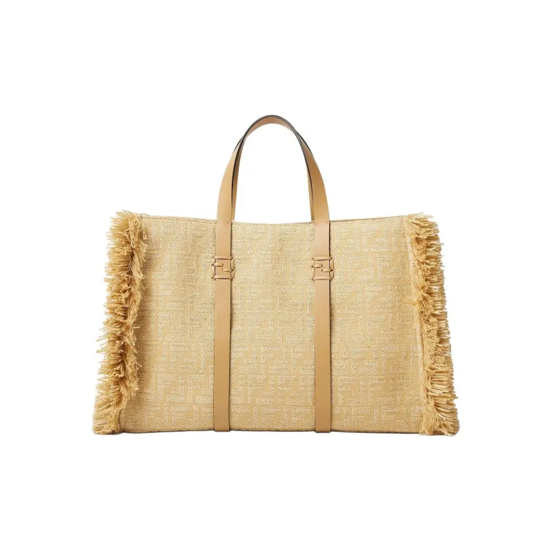 FENDI Viscose Tote Bag, Shopping Bag, Handbag Women's Beige-0