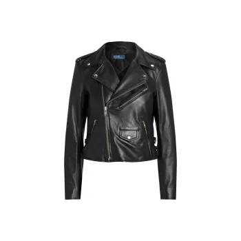 Polo Ralph Lauren FW24 Leather Jacket Women's Black