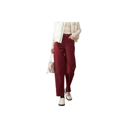 YALIDA Casual Pants Women's Maple Leaf Red