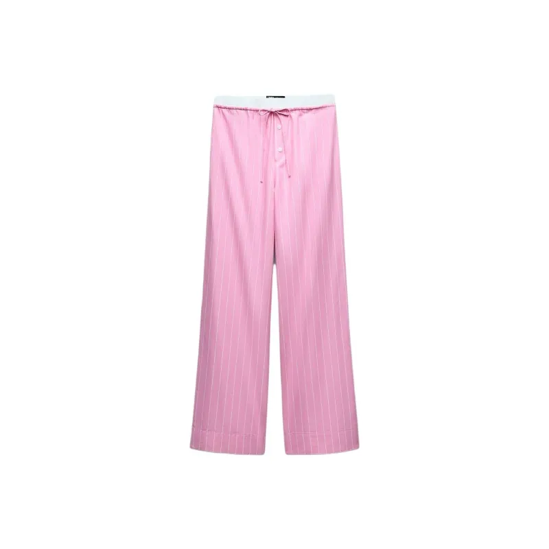 ZARA Casual Pants Women's Pink/White-0