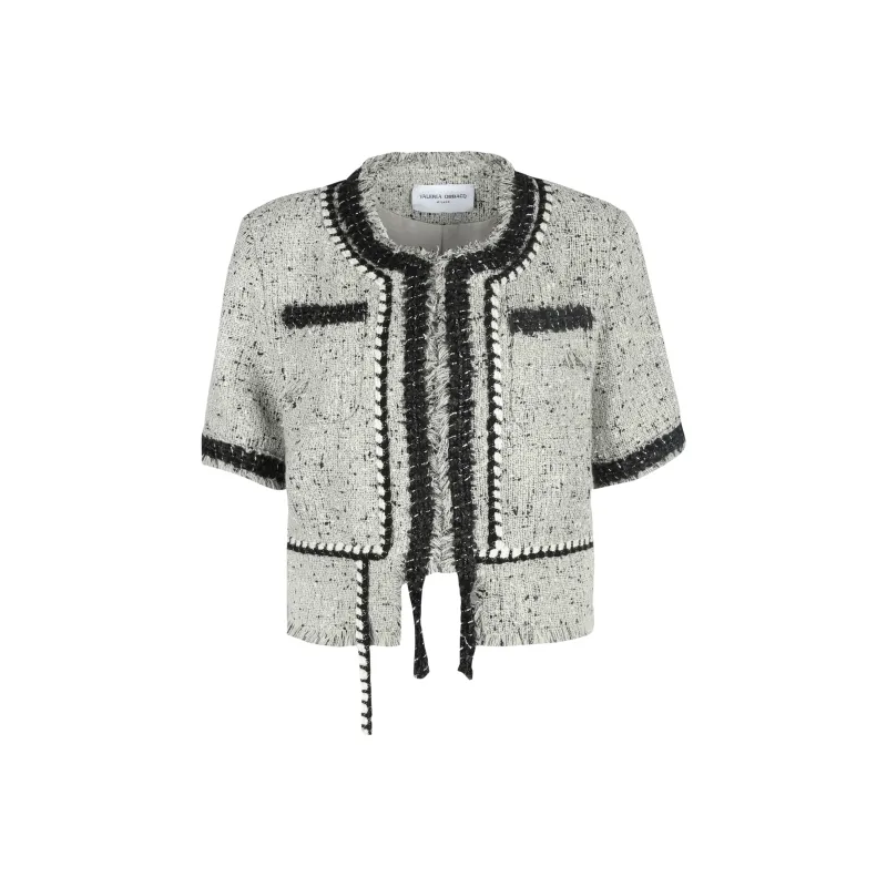 Valeria Obbaco Cropped Coat Women's Black White-0