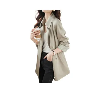 Mo Han Yi Mei Trench Coat Women's Light Gray Green
