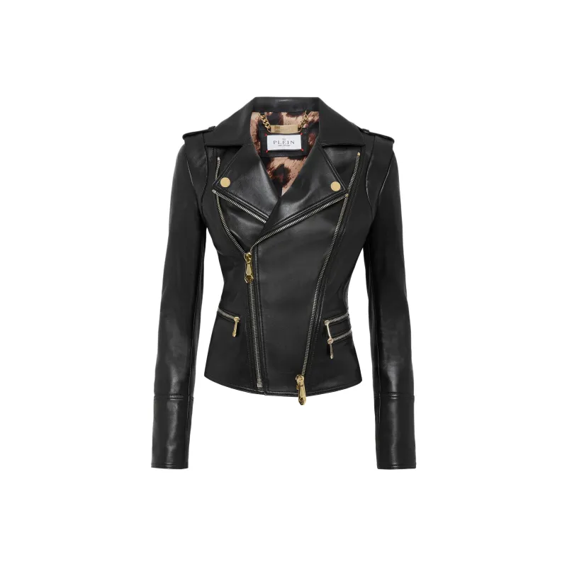 PHILIPP PLEIN Leather Biker Jacket-0