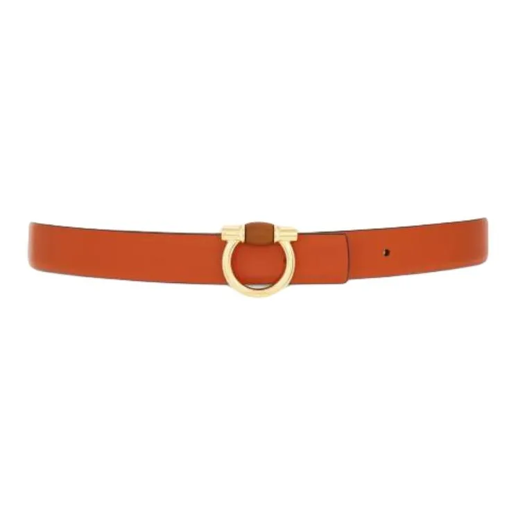 FERRAGAMO Calfskin Leather Belts Women's Orange Width 2.5cm-1