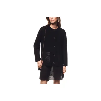 CHANEL 24 Fall Winter Leather Jacket Women's Black