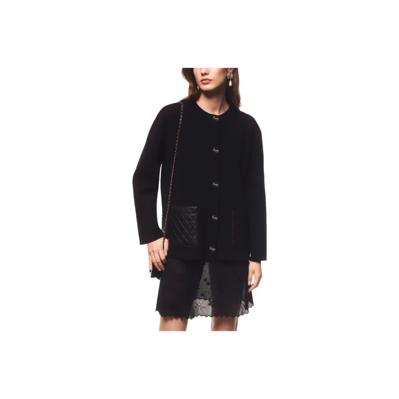 CHANEL 24 Fall Winter Leather Jacket Women's Black-0