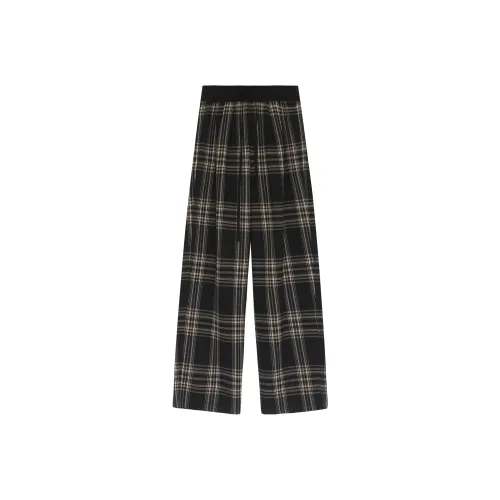 REAL EASY Casual Pants Women's Black Plaid