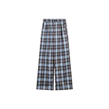 Migu Casual Pants Women's Blue Coffee Plaid