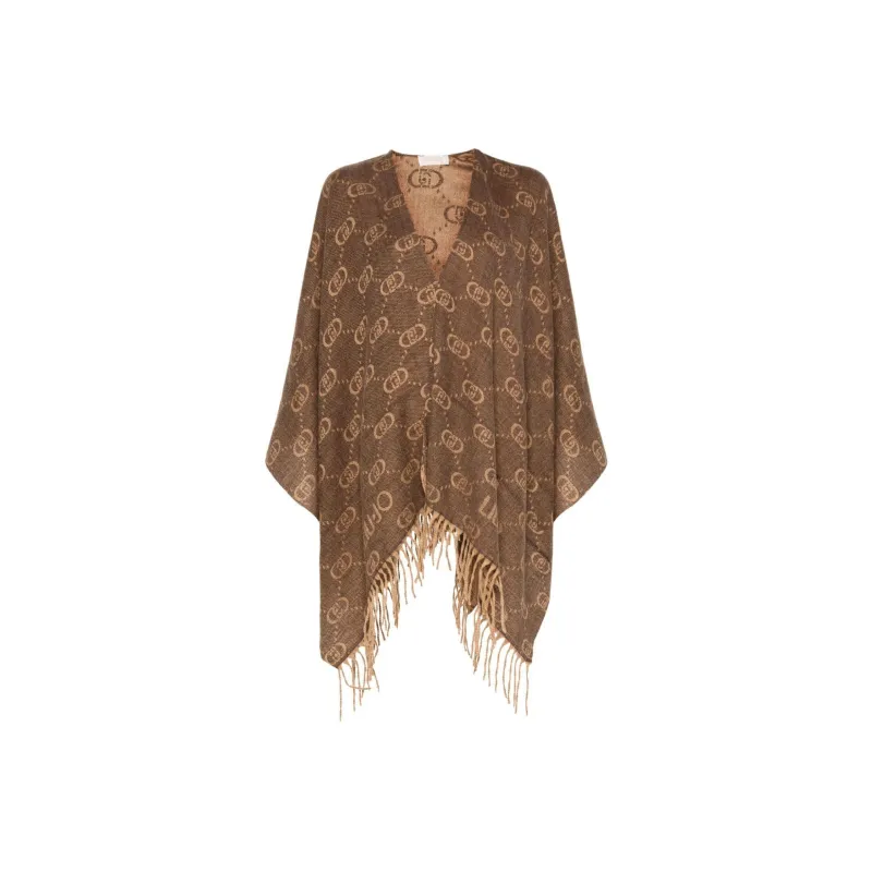 LIU·JO Logo-jacquard Fringed Poncho-0