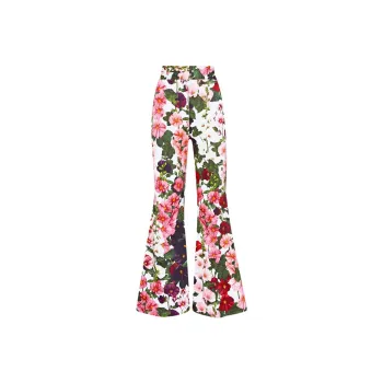 Oscar De La Renta Hollyhock Flared Cropped Trousers