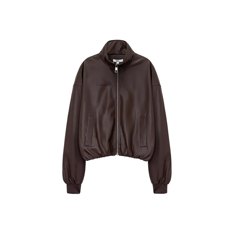 LINCchic Leather Jacket Women's Luxury Streetwear Dark Brown-0